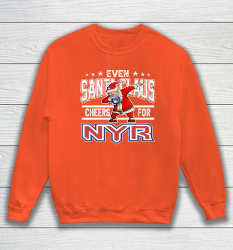 New York Rangers Even Santa Claus Cheers For Christmas NHL Sweatshirt 3