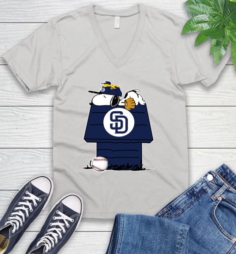 MLB San Diego Padres Snoopy Woodstock The Peanuts Movie Baseball T Shirt V-Neck T-Shirt