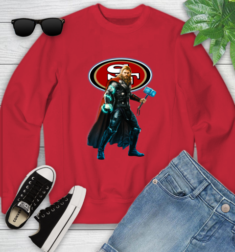 NFL Thor Avengers Endgame Football San Francisco 49ers Youth Sweatshirt 9