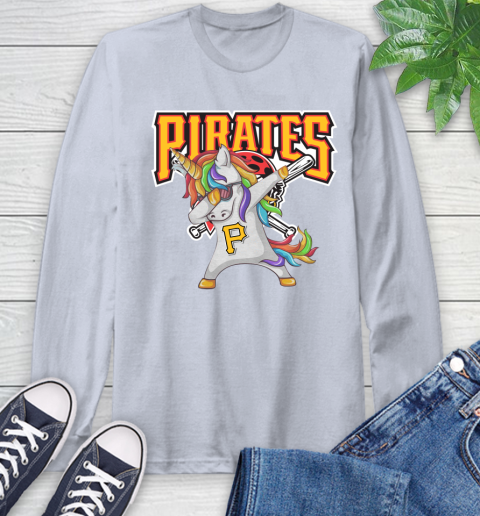 Pittsburgh Pirates MLB Baseball Funny Unicorn Dabbing Sports Long Sleeve T-Shirt 6