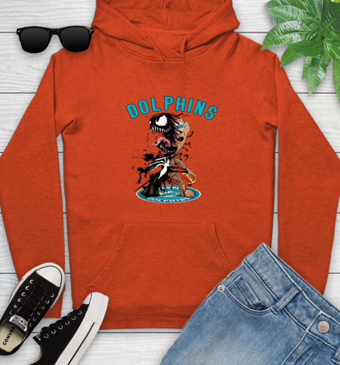 NFL Miami Dolphins Football Venom Groot Guardians Of The Galaxy Youth Hoodie 5