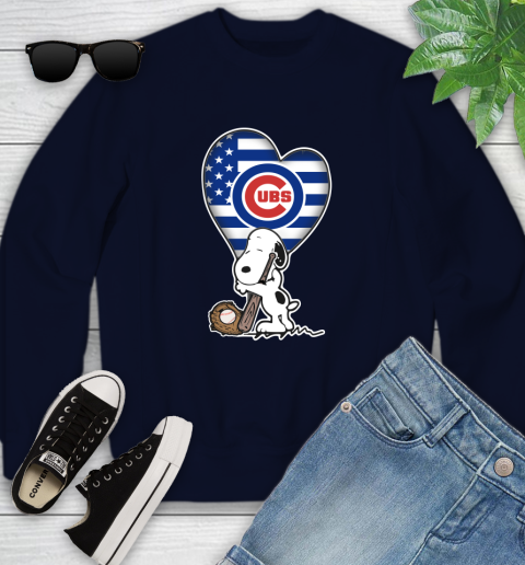 Chicago Cubs MLB Baseball The Peanuts Movie Adorable Snoopy Youth Sweatshirt 3
