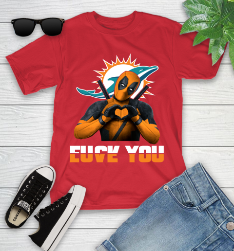 NHL Miami Dolphins Deadpool Love You Fuck You Football Sports Youth T-Shirt 13