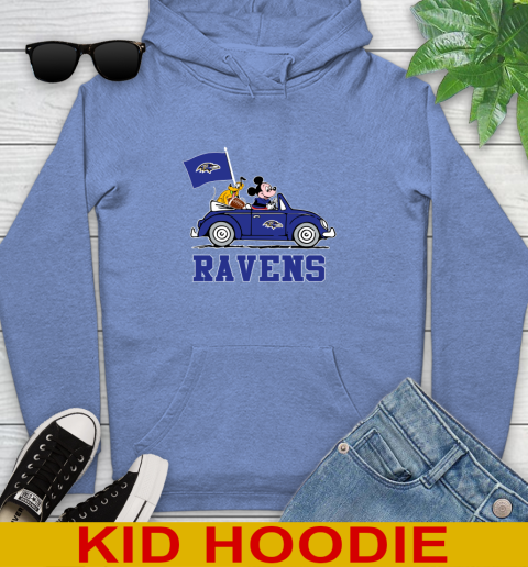 NFL Football Baltimore Ravens Pluto Mickey Driving Disney Shirt Youth Hoodie 12