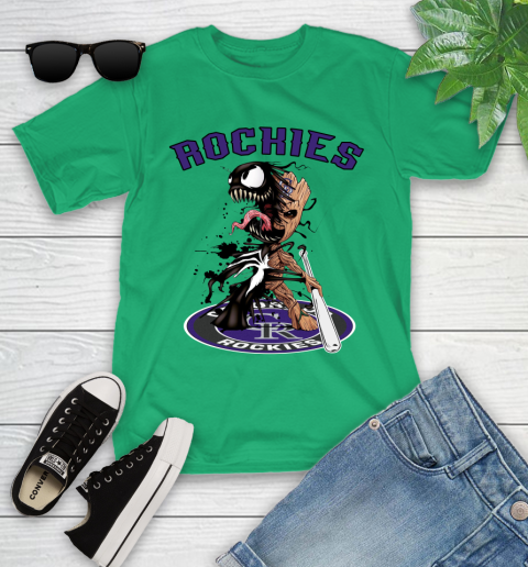 MLB Colorado Rockies Baseball Venom Groot Guardians Of The Galaxy Youth T-Shirt 6
