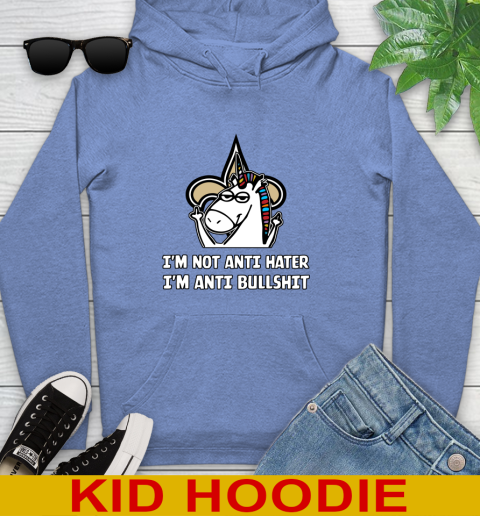 New Orleans Saints NFL Football Unicorn I'm Not Anti Hater I'm Anti Bullshit Youth Hoodie 12