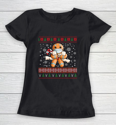 Gingerbread Face Mask Christmas 2020 Quarantine Pajamas Gift Women's T-Shirt