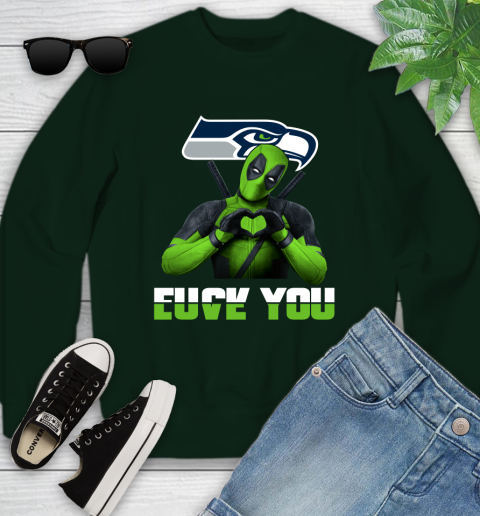 NHL Seattle Seahawks Deadpool Love You Fuck You Football Sports Youth Sweatshirt 9