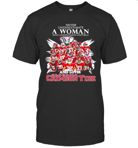 Never Underestimate A Woman Who Understands Football And Loves Alabama Crimson Tide Symbol Elephant T-Shirt