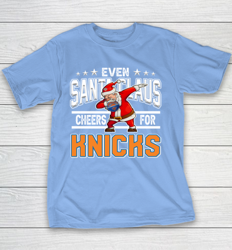 New York Knicks Even Santa Claus Cheers For Christmas NBA Youth T-Shirt 8