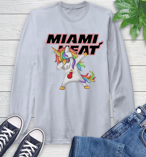 Miami Heat NBA Basketball Funny Unicorn Dabbing Sports Long Sleeve T-Shirt 6