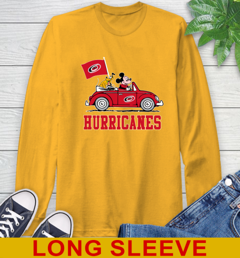 NHL Hockey Carolina Hurricanes Pluto Mickey Driving Disney Shirt Long Sleeve T-Shirt 3