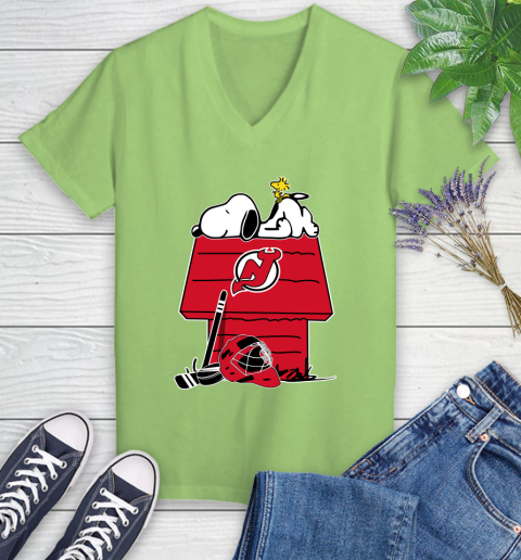 New York Islanders NHL Hockey Snoopy Woodstock The Peanuts Movie (2) Women's V-Neck T-Shirt 11