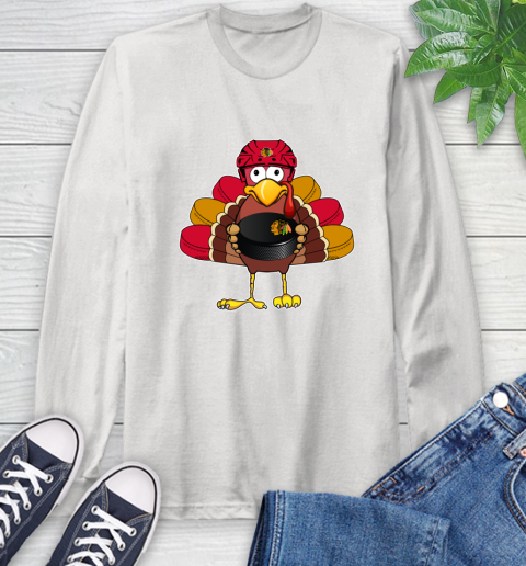 Chicago Blackhawks Turkey Thanksgiving Day Long Sleeve T-Shirt