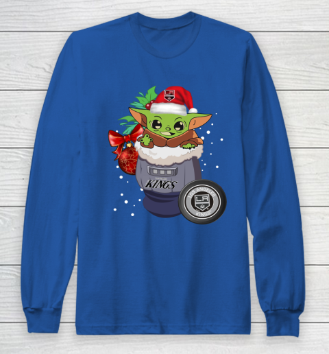 Los Angeles Kings Christmas Baby Yoda Star Wars Funny Happy NHL Long Sleeve T-Shirt 9