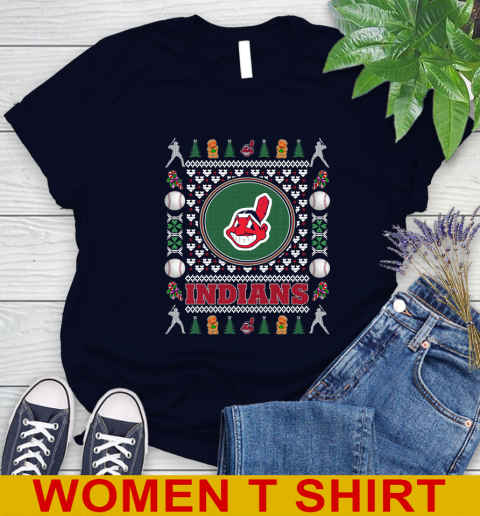 Cleveland Indians Merry Christmas MLB Baseball Loyal Fan Women's T-Shirt 2