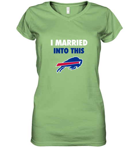 unuf i married into this buffalo bills women v neck t shirt 39 front lime