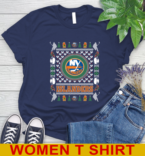 New York Islanders Merry Christmas NHL Hockey Loyal Fan Women's T-Shirt 12