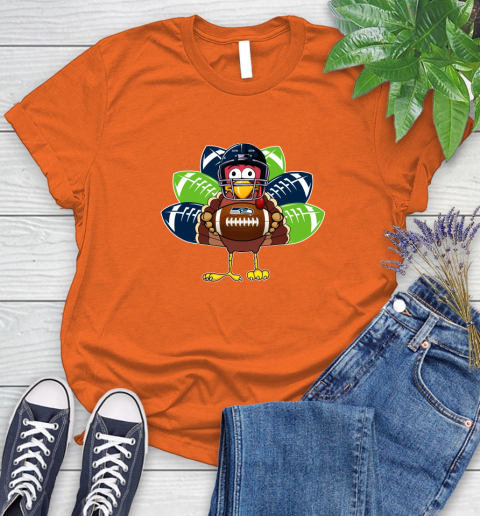 Seattle Seahawks Turkey Thanksgiving Day Women's T-Shirt 4