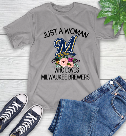 MLB Just A Woman Who Loves Milwaukee Brewers Baseball Sports T-Shirt 4