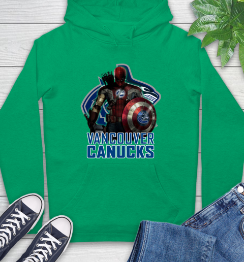 NHL Captain America Thor Spider Man Hawkeye Avengers Endgame Hockey Vancouver Canucks Hoodie 8
