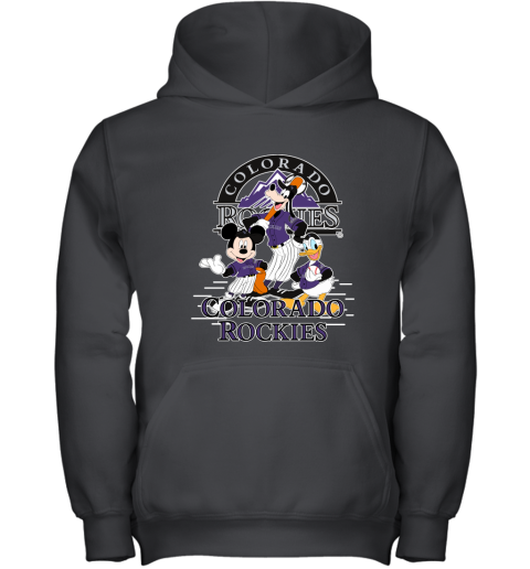 Colorado Rockies Mickey Donald And Goofy Baseball Youth Hoodie