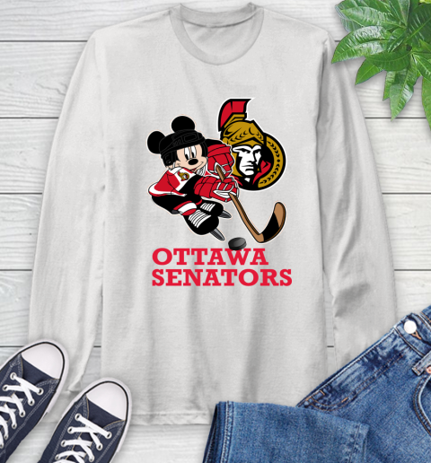 NHL Ottawa Senators Mickey Mouse Disney Hockey T Shirt Long Sleeve T-Shirt