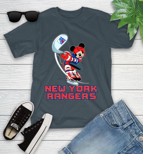 NHL Hockey New York Rangers Cheerful Mickey Mouse Shirt Youth T-Shirt 8