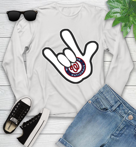 Washington Nationals MLB Baseball Mickey Rock Hand Disney Youth Long Sleeve