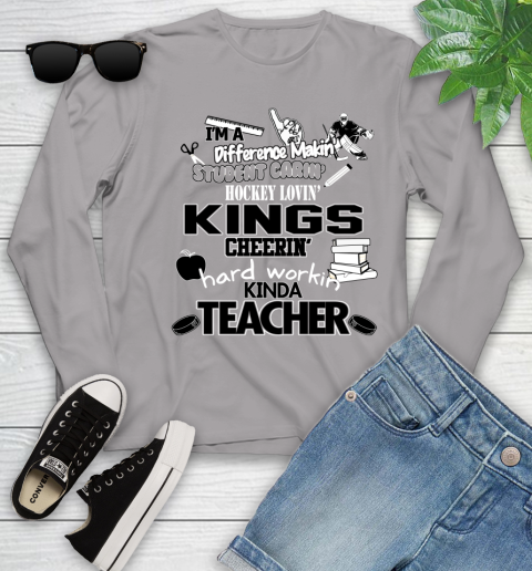 Los Angeles Kings NHL I'm A Difference Making Student Caring Hockey Loving Kinda Teacher Youth Long Sleeve 5