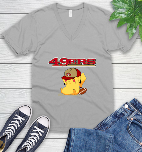 NFL Pikachu Football San Francisco 49ers V-Neck T-Shirt 4