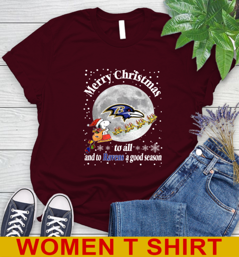 Baltimore Ravens Merry Christmas To All And To Ravens A Good Season NFL Football Sports Women's T-Shirt 6