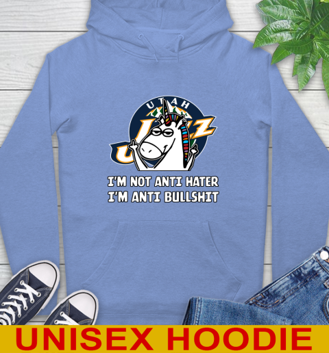 Utah Jazz NBA Basketball Unicorn I'm Not Anti Hater I'm Anti Bullshit Hoodie 11