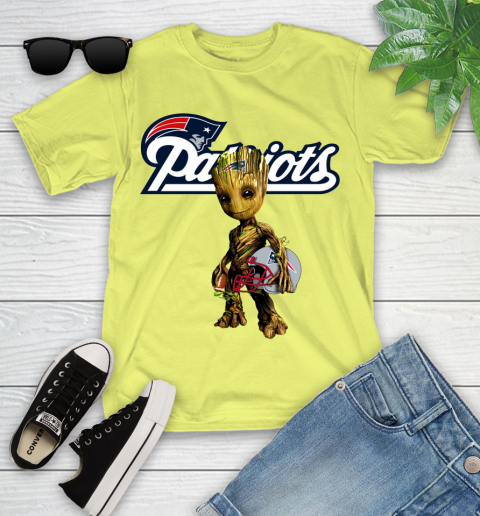 New England Patriots NFL Football Groot Marvel Guardians Of The Galaxy Youth T-Shirt 8