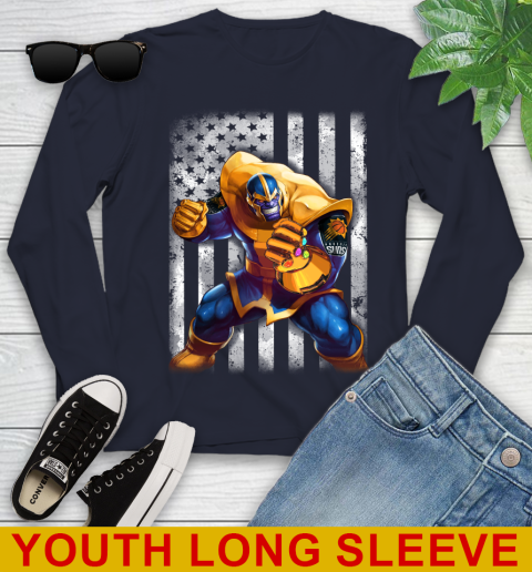 NBA Basketball Phoenix Suns Thanos Marvel American Flag Shirt Youth Long Sleeve - Image 3