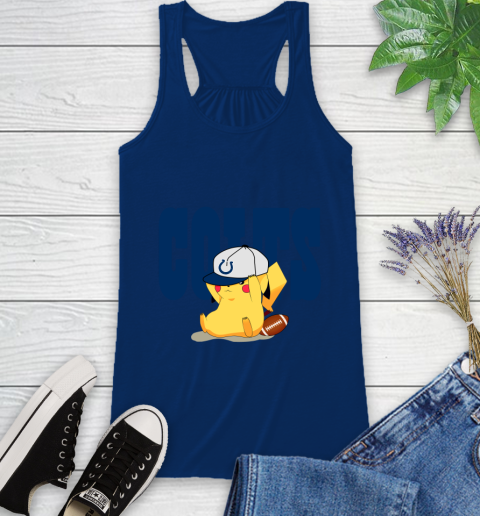 NFL Pikachu Football Sports Indianapolis Colts Racerback Tank 9