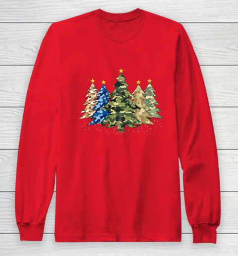 Camo Print Christmas Trees with Camouflage Print Xmas Long Sleeve T-Shirt 7