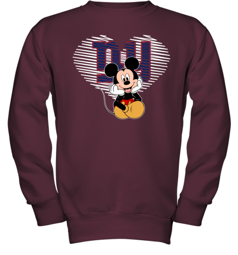 NFL New York Giants The Heart Mickey Mouse Disney Football T Shirt Ek7SWPjzt6Q youth sweatshirt 47 95 151514 front maroon