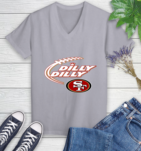 NFL San Francisco 49ers Dilly Dilly Football Sports Women's V-Neck T-Shirt 4