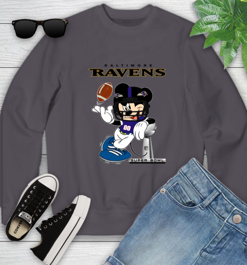 NFL Baltimore Ravens Mickey Mouse Disney Super Bowl Football T Shirt Youth Sweatshirt 6