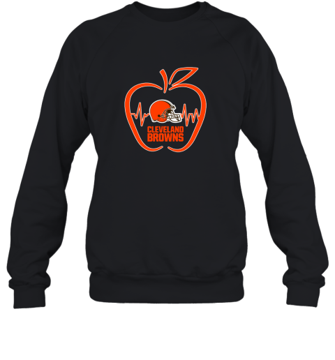 Apple Heartbeat Teacher Symbol Cleveland Browns Sweatshirt