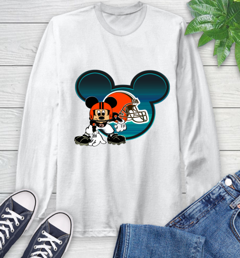 NFL Cleveland Browns Mickey Mouse Disney Football T Shirt Long Sleeve T-Shirt