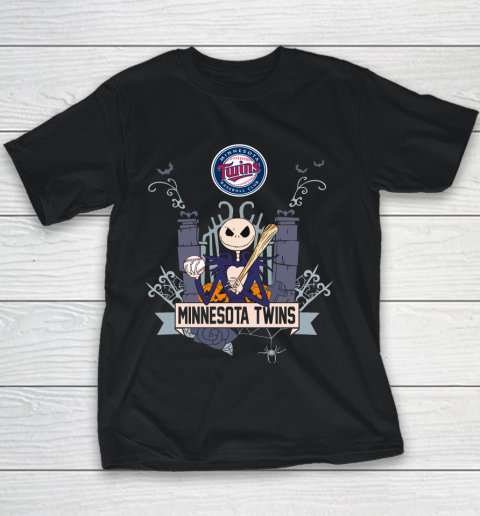 MLB Minnesota Twins Baseball Jack Skellington Halloween Youth T-Shirt