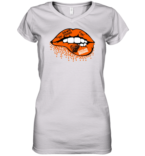 Cleveland Browns Lips Inspired Women's V-Neck T-Shirt