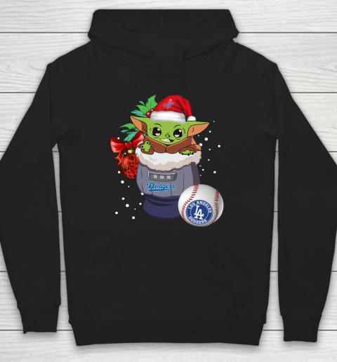 Los Angeles Dodgers Christmas Baby Yoda Star Wars Funny Happy MLB Hoodie 2