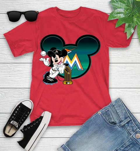 MLB Miami Marlins The Commissioner's Trophy Mickey Mouse Disney Youth T-Shirt 10
