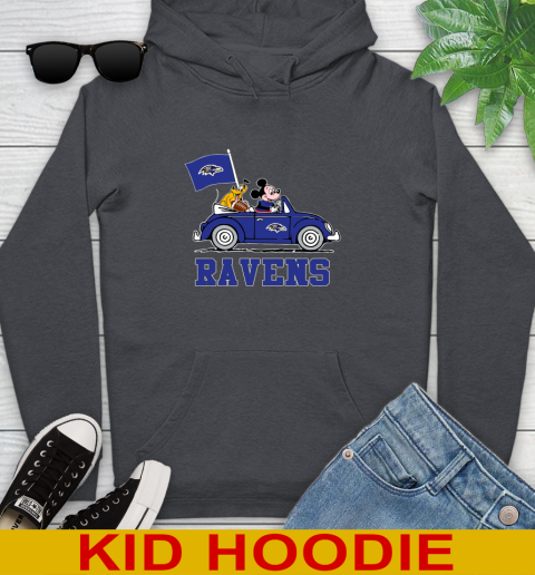 NFL Football Baltimore Ravens Pluto Mickey Driving Disney Shirt Youth Hoodie 9