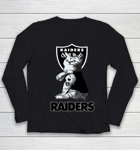 NFL Football My Cat Loves Oakland Raiders Youth Long Sleeve