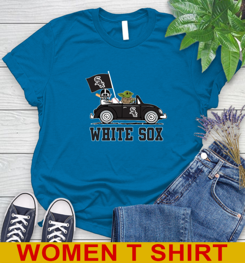 MLB Baseball Chicago White Sox Darth Vader Baby Yoda Driving Star Wars Shirt Women's T-Shirt - Image 8