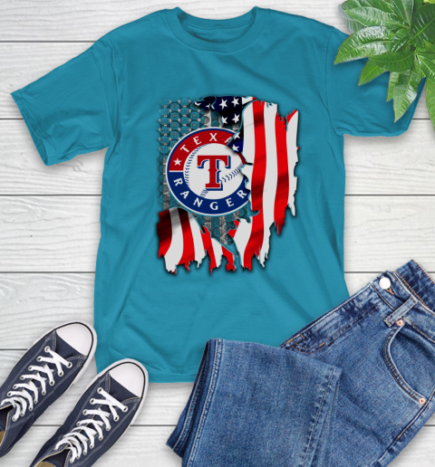 Texas Rangers MLB Baseball American Flag T-Shirt 9
